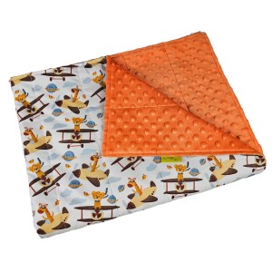 Samoloty - Bawełna + Minky - Kołdra Sensoryczna