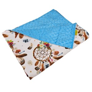 Łapacze Snów - Bawełna + Minky - Kołdra Sensoryczna