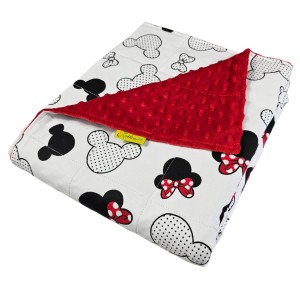 Myszka Minnie - Bawełna + Minky - Koc Sensoryczny