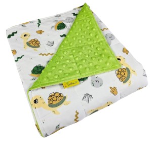 Żółwie - Bawełna + Minky - Koc Sensoryczny