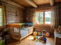 Ochraniacz piankowy na łóżeczko dziecięce w aranżacji domku letniskowego