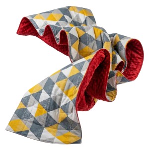 Żółte Trójkąty - Bawełna + Minky - Kołderka Obciążeniowa