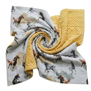 Kołdra Obciążeniowa - Konie - Bawełna + Minky