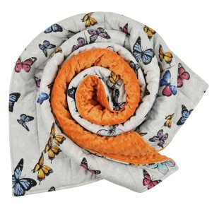 Koc Sensoryczny - Kolorowe Motyle - Bawełna + Minky