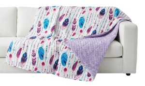 Niebieskie Piórka - Bawełna + Minky - Kołdra Sensoryczna