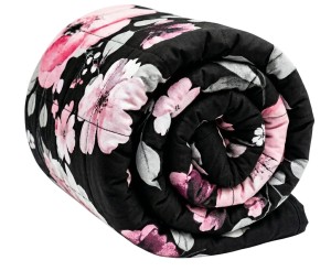 Kołdra Obciążeniowa - Kwiaty na czarnym - Bawełna