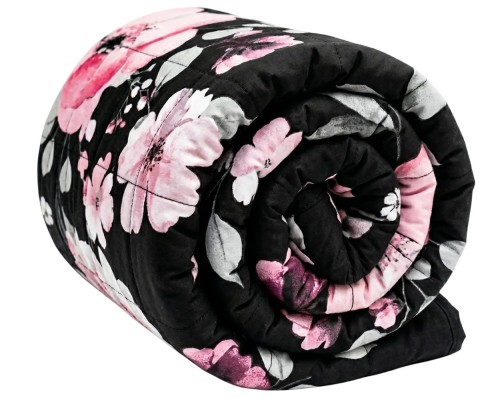 Kołdra Obciążeniowa kwiaty na czarnym(1).jpg