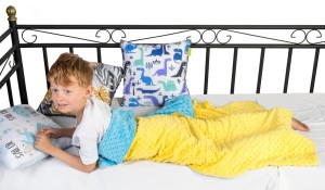 Niebieski + Żółty - Minky + Minky - Kołderka Obciążeniowa