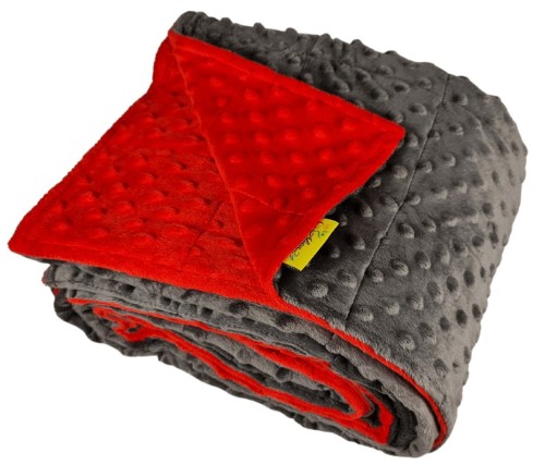 Kołdra Terapeutyczna - minky + minky - Czerowny + Grafitowy