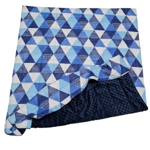 Trójkąty Niebieskie - Bawełna + Minky - Koc Obciążeniowy - Terapia sensoryczna
