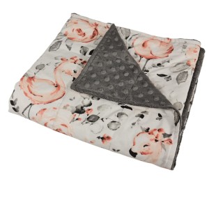 Kołdra Obciążeniowa - Flamingi w różach - Bawełna + Minky